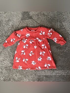 Coral Floral Ruffle-Sleeve Kids Dress